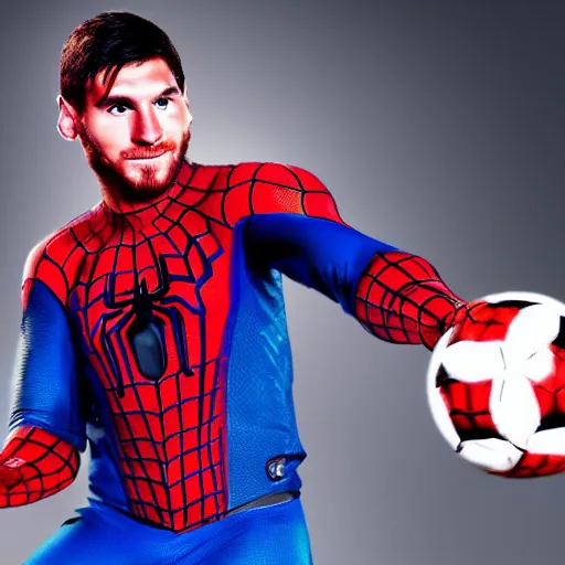 Image similar to Leonel Messi as spiderman holding the ball, hd , wallpaper,
