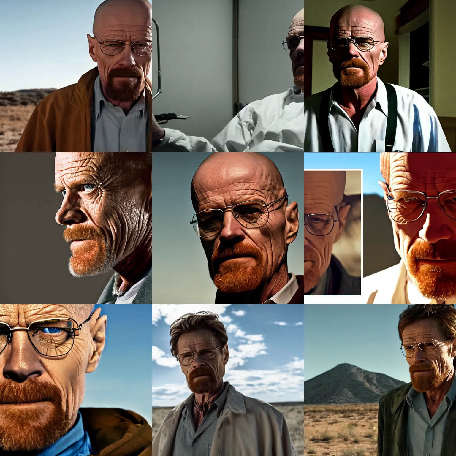 Prompt: willem dafoe as walter white in breaking bad, photograph from the episode, cinematic lighting 8k high detailed