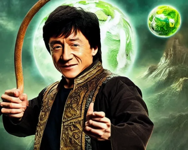 Prompt: jackie chan as an earth mage casting an earth magic spell, fantasy art, d & d, extremely detailed, high quality, award - winning,