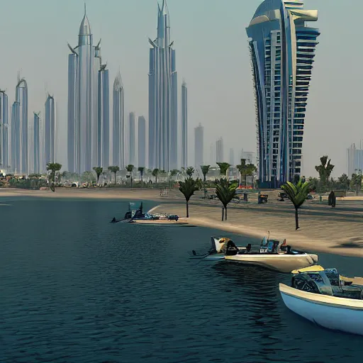 Image similar to gta : dubai, by albert aublet