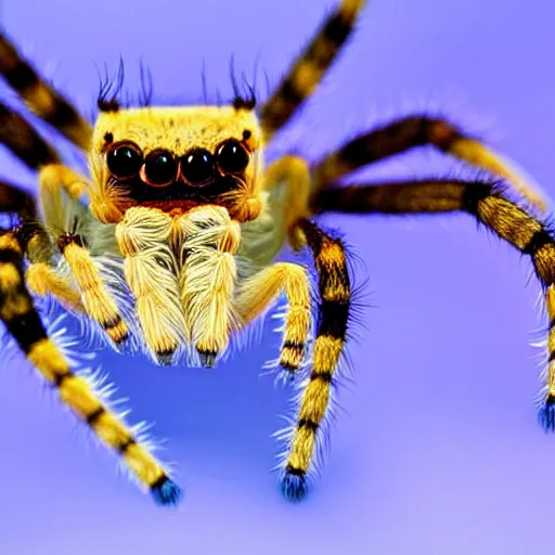 Prompt: a cute jumping spider, by natgeo, iridescent