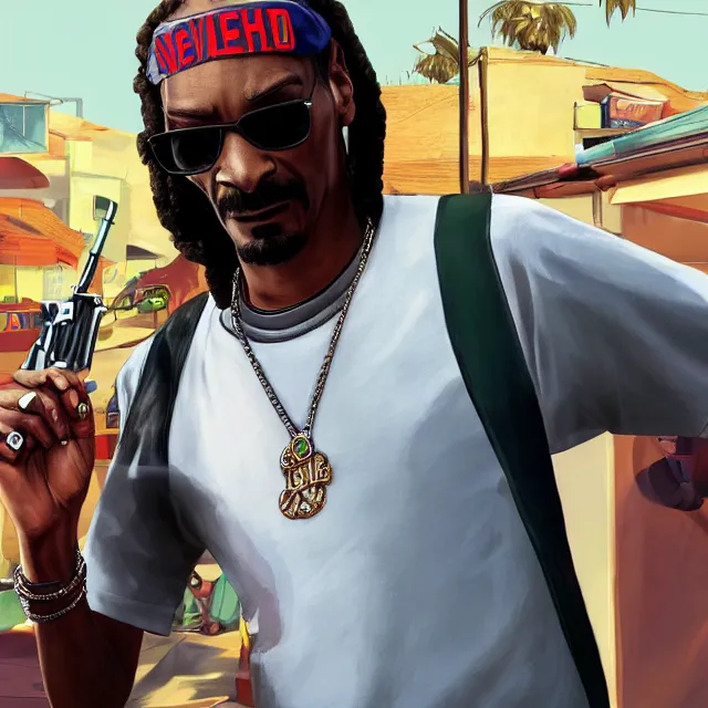 Prompt: snoop dogg in gta v, videogame render, 4 k, artstation