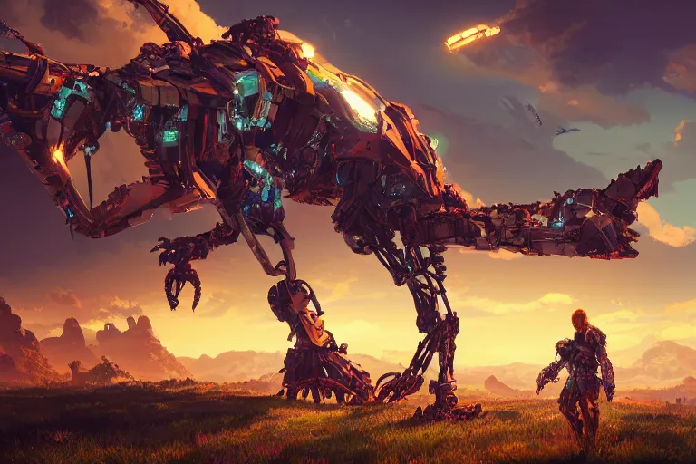 Image similar to glinthawk machine mecanical creature robot of horizon forbidden west horizon zero dawn radiating a glowing aura global illumination ray tracing hdr fanart arstation by ian pesty and alena aenami artworks in 4 k