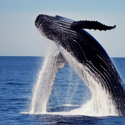 Image similar to a whale jumping out of the sand majestically, realistic, 4 k