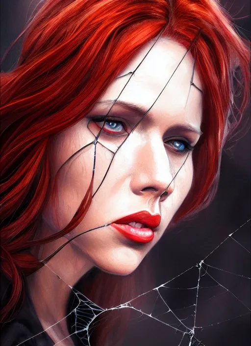 Prompt: painting of a black widow weaves a web, highly detailed, digital painting, artstation, concept art, smooth, sharp focus, illustration, art by gabriele dell otto, 8 k