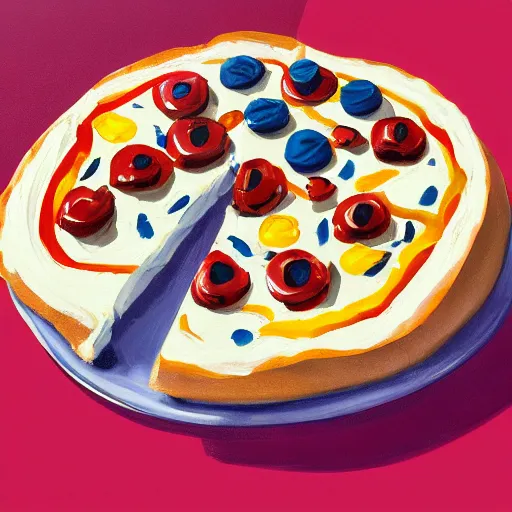 Prompt: cel - shaded picture of ice cream pizza, 1 0 8 0 p award - winning painting