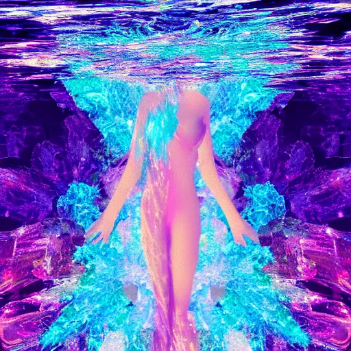 Image similar to islife tearing submerged transparent crystallidigitalart