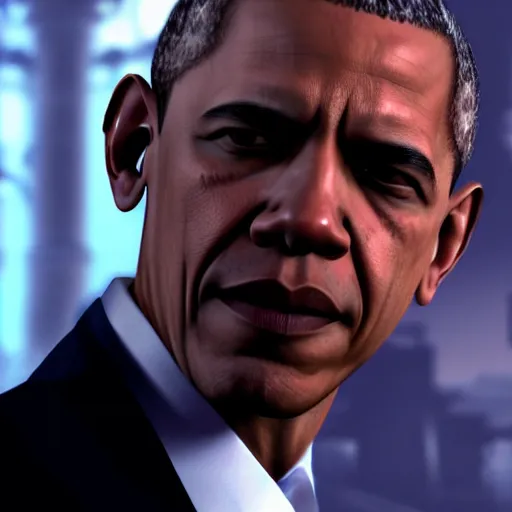 Prompt: Barak Obama in Devil May Cry, film still, photorealistic