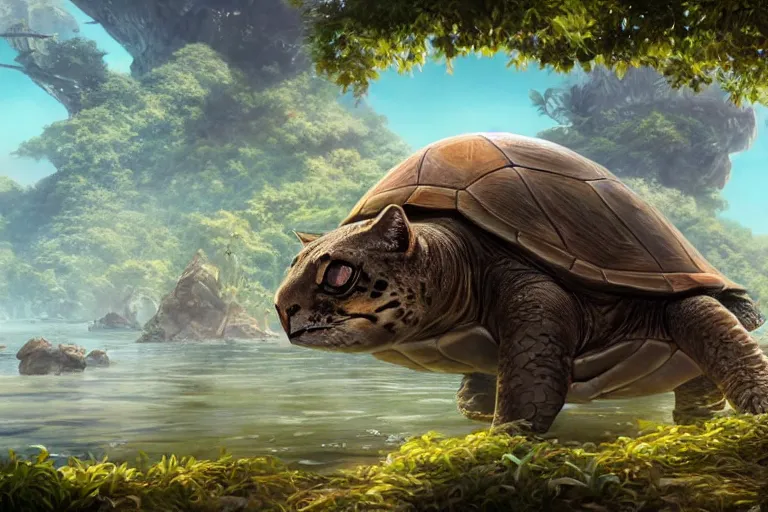 Prompt: the legendary island sized cat turtle hybrid, made by Stanley Artgerm Lau, WLOP, Rossdraws, ArtStation, CGSociety, concept art, cgsociety, octane render, trending on artstation, artstationHD, artstationHQ, unreal engine, 4k, 8k,