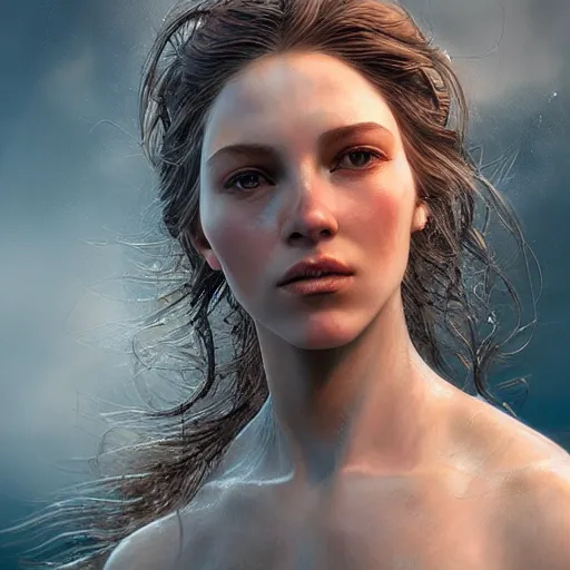 Prompt: photo realistic image of a mermaid, stunning 3 d render inspired art by istvan sandorfi and greg rutkowski, perfect facial symmetry, realistic, highly detailed attributes and atmosphere, dim volumetric cinematic lighting,