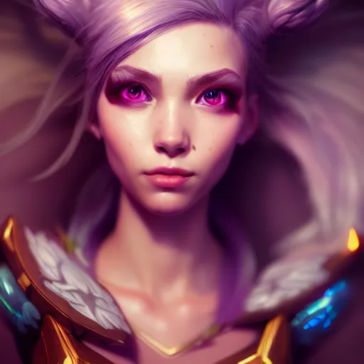 Image similar to portrait painting of zoe from league of legends, ultra realistic, concept art, intricate details, eerie, highly detailed, photorealistic, octane render, 8 k, unreal engine.