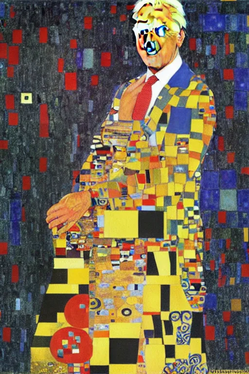 Image similar to joe biden, painting by gustav klimt