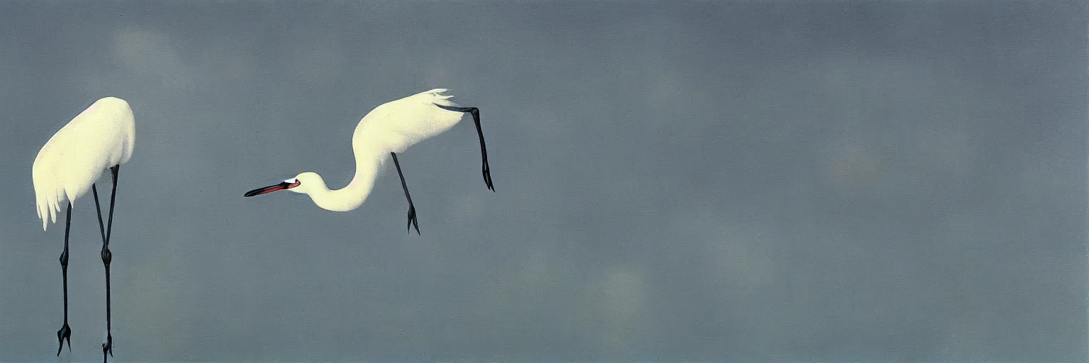 Prompt: crane bird painting magritte