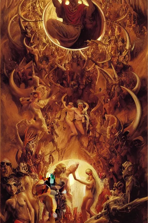 Image similar to the seventh circle of hell from dante's divine comedy. highly detailed painting by gaston bussiere, craig mullins, j. c. leyendecker 8 k