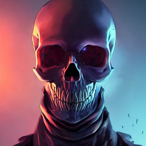 Image similar to a skull face monster minimalist, cyberpunk, behance hd by jesper ejsing, by rhads, makoto shinkai and lois van baarle, ilya kuvshinov, rossdraws global illumination ray tracing hdr radiating a glowing aura