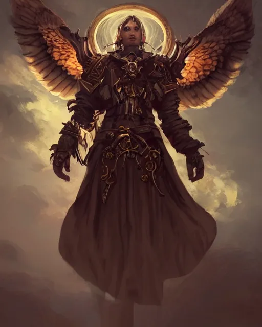 Image similar to Cow Angel Priest, D&D, artstation, fantasy, magic the gathering artwork, cinematic lighting, centered, symmetrical, highly detailed, digital painting, , concept art, smooth, sharp focus, illustration, volumetric lighting, epic Composition, 8k, art by Akihiko Yoshida and Greg Rutkowski and Craig Mullins, oil painting, cgsociety