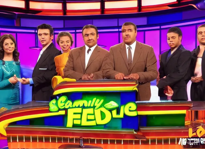 Image similar to the episode of Family Feud where everyone gets covered with nickelodeon slime hd