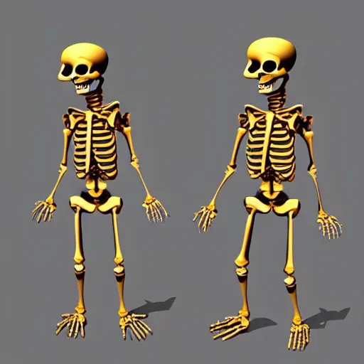 Prompt: early 9 0 s 3 d model of dancing skeleton cha - cha. phong shader, opengl, low - poly render, found on geocities.