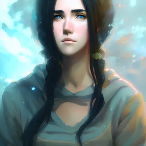 Image similar to jennifer connelly as a beautiful anime girl by wlop and greg rutkowski