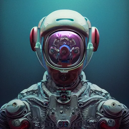 Image similar to hyperrealistic portrait of a squid monster astronaut, full body portrait, well lit, intricate abstract. cyberpunk, intricate artwork, by Tooth Wu, wlop, beeple. octane render,in the style of Jin Kagetsu, James Jean and wlop, highly detailed, sharp focus, intricate concept art, digital painting, ambient lighting, 4k, artstation