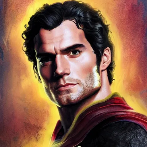 Prompt: henry cavill as a fantasy mage, art by alexey gogin