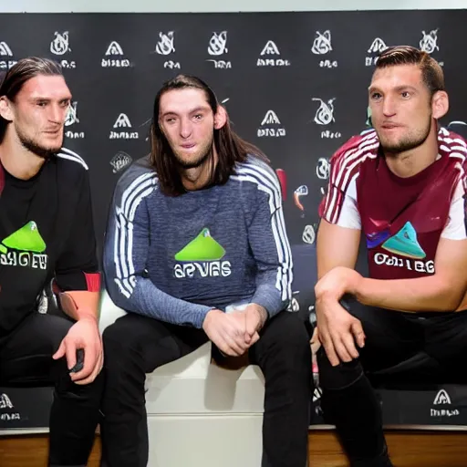 Image similar to soccer player andy carroll unveils his new esports team at a press conference, halo, hcs