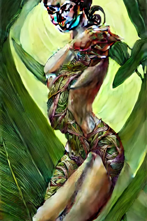 Prompt: ultra realistic illustration, cinema 4 d art, banana plants drawing, jade background, elegant, highly detailed, digital painting, concept art, intricate, anatomical correctly body, swirl, smooth, sharp focus, illustration, art by artgerm and greg rutkowski and alphonse mucha