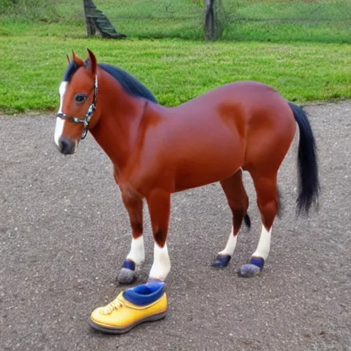 Image similar to the world's smallest horse-pony standing side by side with a shoe-crab, it's amazing how similar they are in size