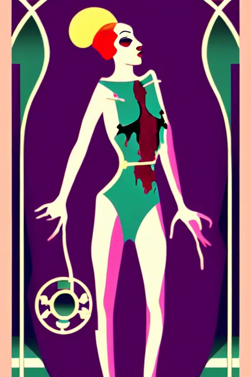 Prompt: art deco of 🧟‍♀️