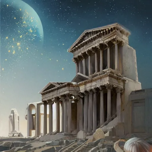 Prompt: detailed painting of a scifi abandoned atm, celestial ephemeral ornaments and greek architecture, artstation, joshua middleton in africa, cinematic