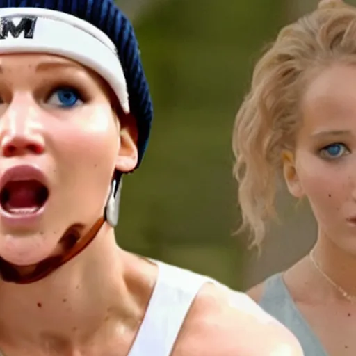 Prompt: still of absolutely-ripped Jennifer Lawrence as Ricky Balboa in Rocky remake 2029