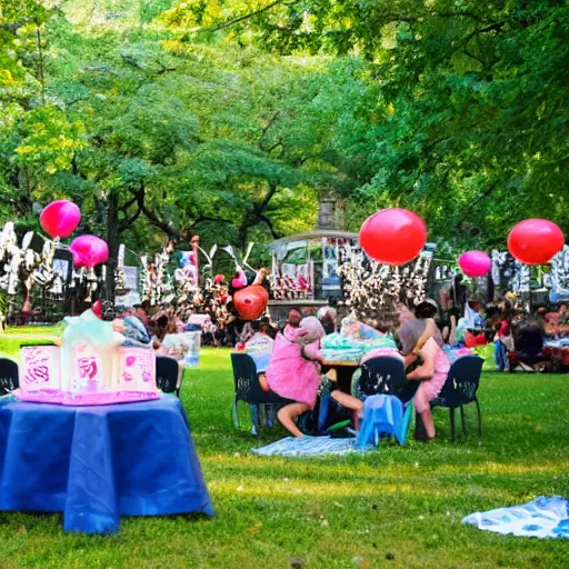 Image similar to a birthday party in a park in new york