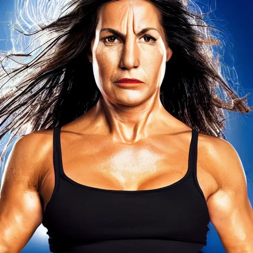 Image similar to uhd, high resolution photography of woman, genetic combination of hulk hogan and donald trump face and upper body, body focus