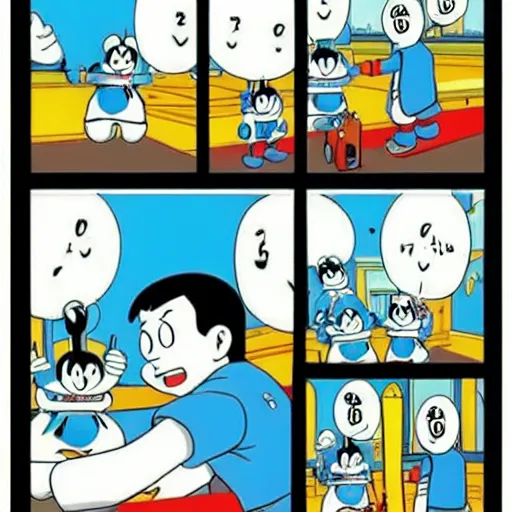 Image similar to Doraemon teaching how to disarm a gun