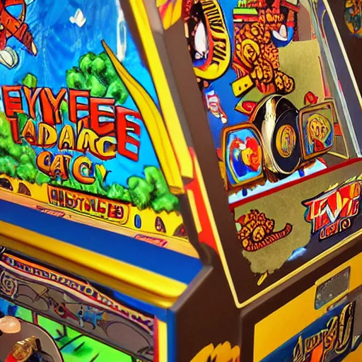 Prompt: the side of an arcade cabinet with artwork for a game called flying ace, intricate, highly detailed.