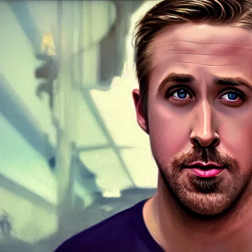 Prompt: ryan gosling, surprised, mouth open, gay, pink lighting ultra realistic photorealistic highly detailed high quality, a stunningly, digital painting, artstation, concept art, smooth, sharp focus, illustration, art by artgerm and greg rutkowski and alphonse mucha 8 k