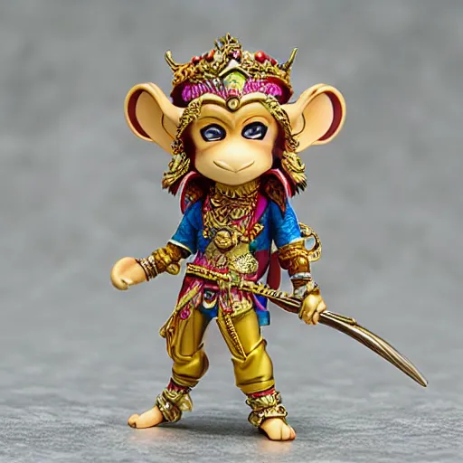 Prompt: monkey king wearing jewellery, nendroid