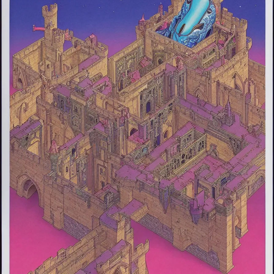 Image similar to ( ( ( ( inside of the huge castle, with decorative frame design ) ) ) ) by mœbius!!!!!!!!!!!!!!!!!!!!!!!!!!!, overdetailed art, colorful, artistic record jacket design