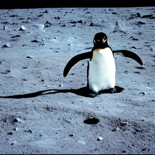 Image similar to footage of penguin moon landing