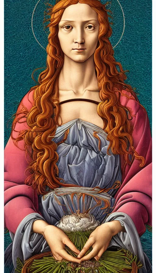 Image similar to The oracle of ancient wisdom, Botticelli, da vinci, Dan Mumford, Josan Gonzalez