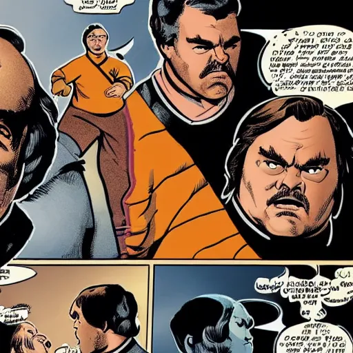 Image similar to jack black as a character in star trek tos, comicbook