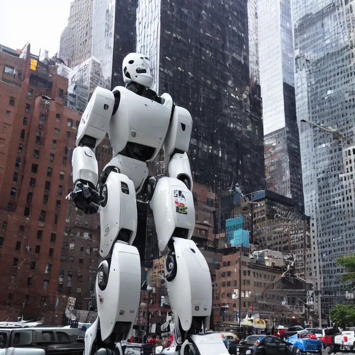 Image similar to Gigantic Joe Biden Robot Cyborg, Attacking NYC