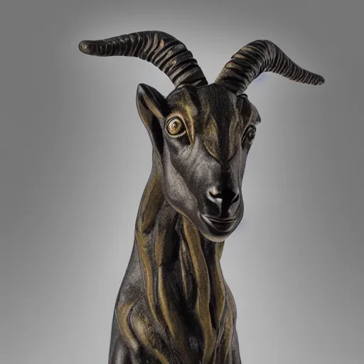 Image similar to goat statue, cyberpunk