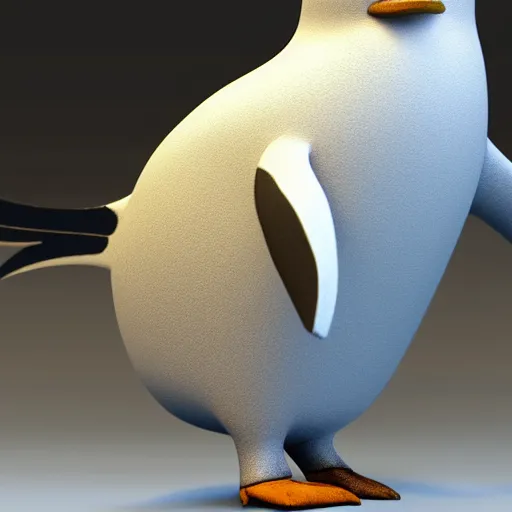 Image similar to a penguin sculpture made from clay, octane render, studio light, Ray tracing reflection