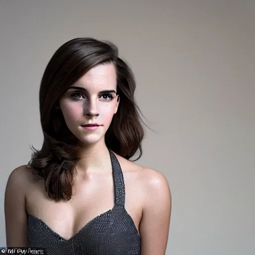 Image similar to a full - figure profile image of a woman who is a genetic combination of emma watson and kim kardashian