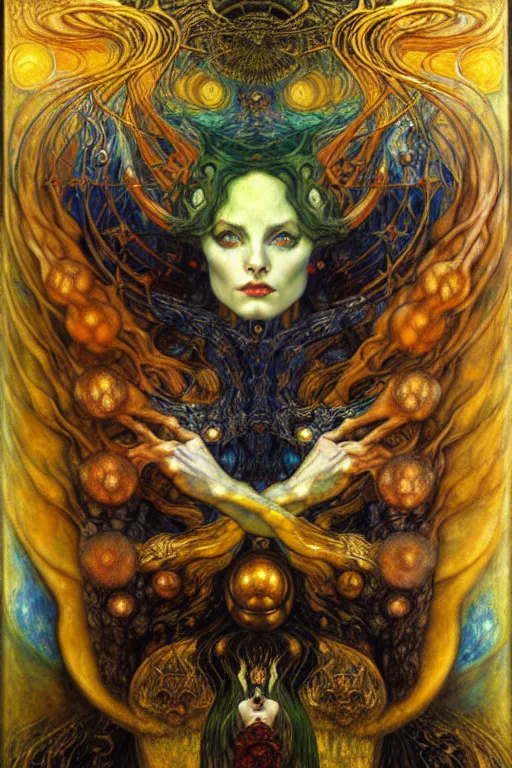 Image similar to Divine Chaos Engine by Karol Bak, Jean Delville, William Blake, Gustav Klimt, and Vincent Van Gogh, symbolist, visionary