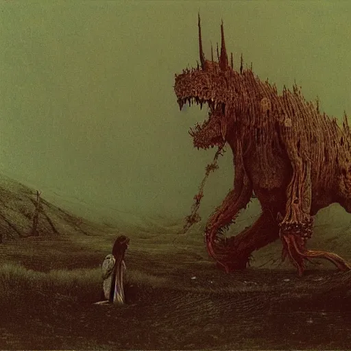 Prompt: behemoth creature by beksinski