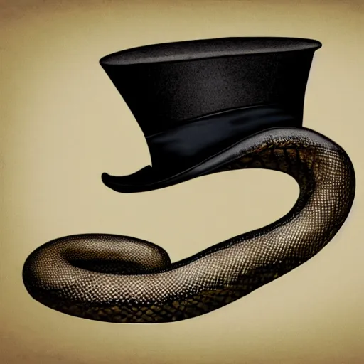 Image similar to giant snake wearing a top hat, photo, detailed, 4k