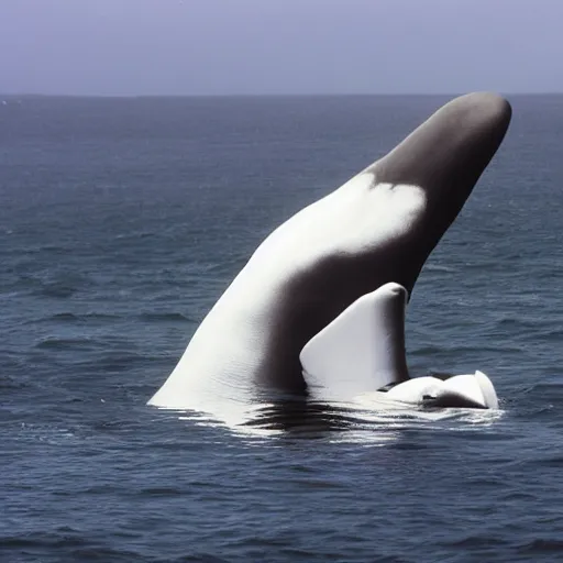 Prompt: lou bega riding a beluga, photograph