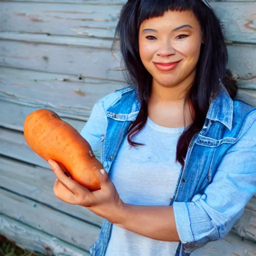 Prompt: photo sweet potato in hand